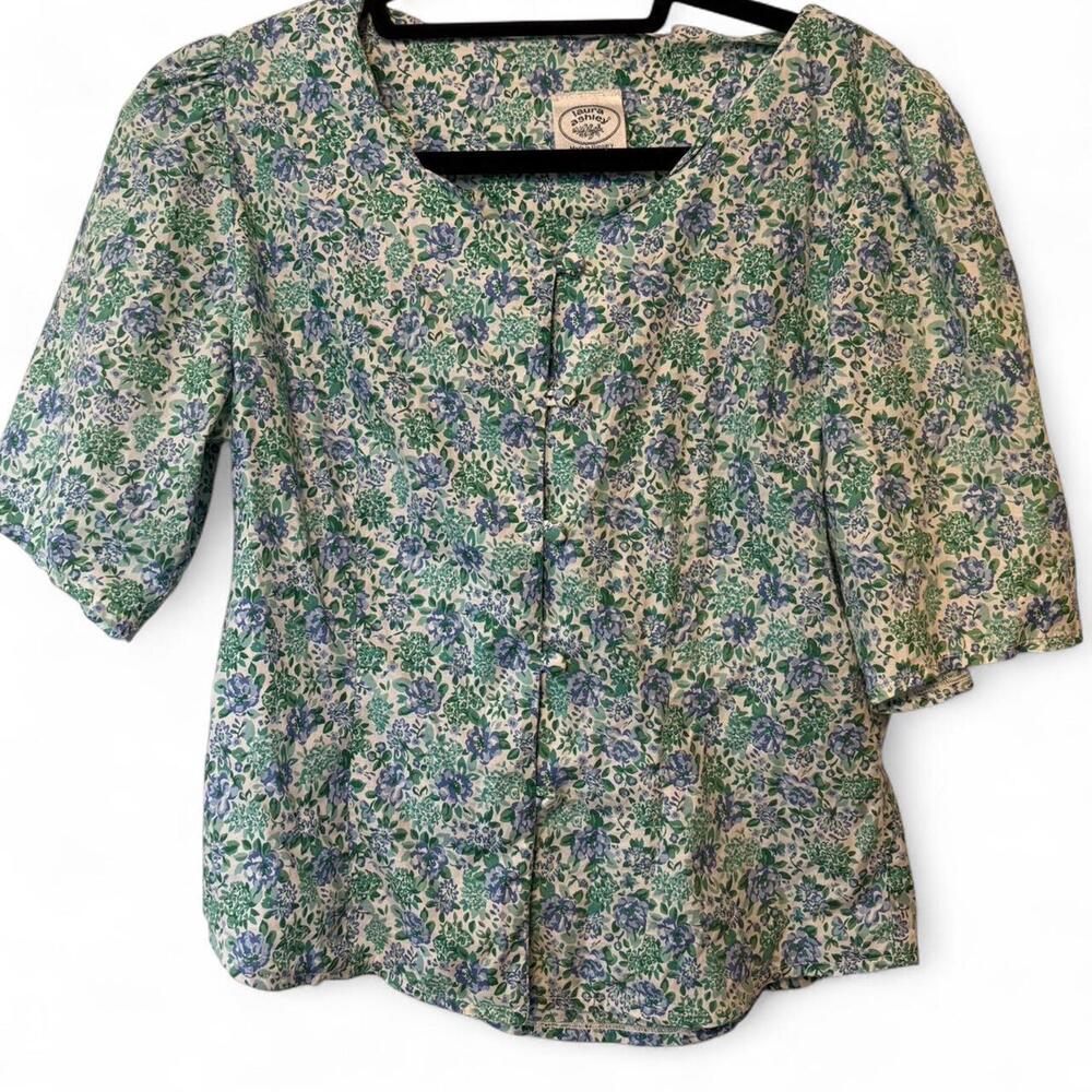Vintage floral print 100% cotton blouse